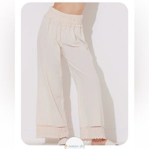 Ocean drive sand dollar washed crochet and cotton gaucho pant